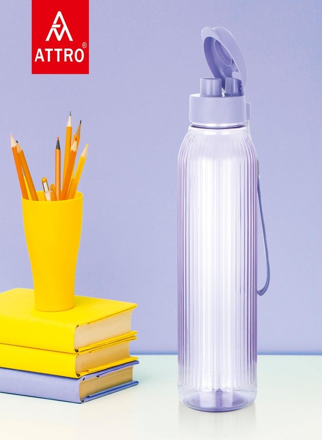 ATTRO Linear 1.5 L BPA-Free Plastic Water Bottle with Leak-Proof Flip-Top Cap, Easy to Carry Nylon Strap and Stylish Color for Daily Hydration- Purple - Image 2